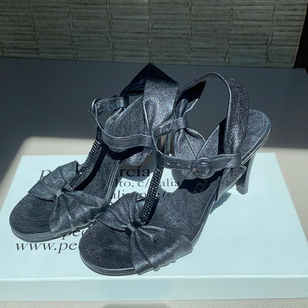 Pedro Garcia - Amber Black Metal Nappa Sandals